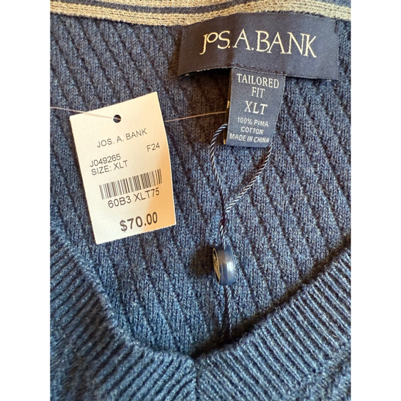 NWT Men's Jos. A. Bank Sweater Blue Tailored Fit Size XLT - Picture 4 of 8